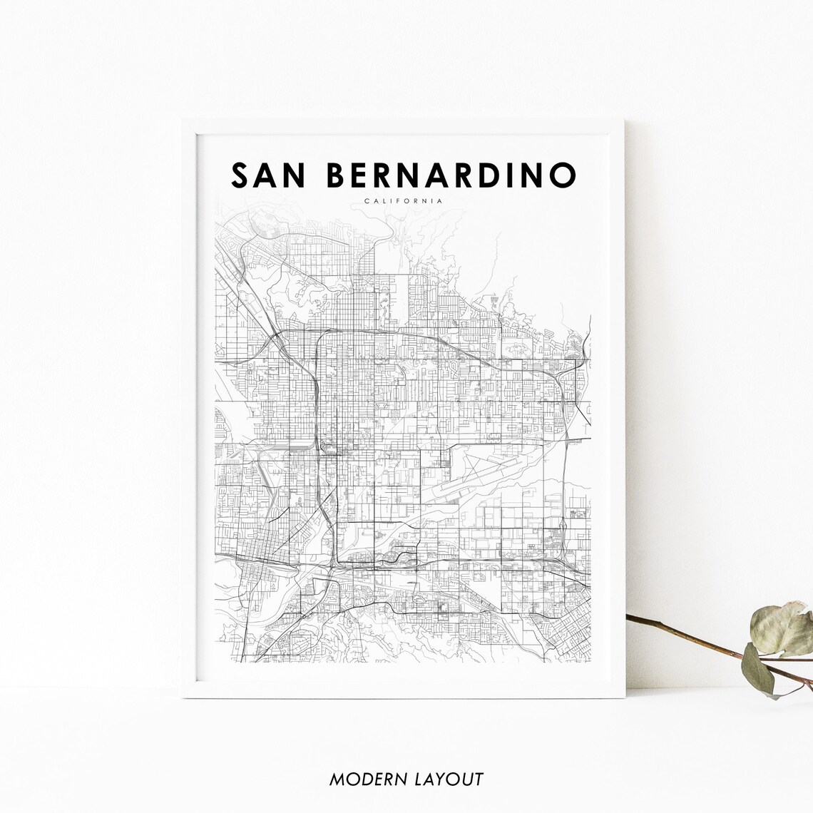 San Bernardino CA Map Print, Nursery Room Decor