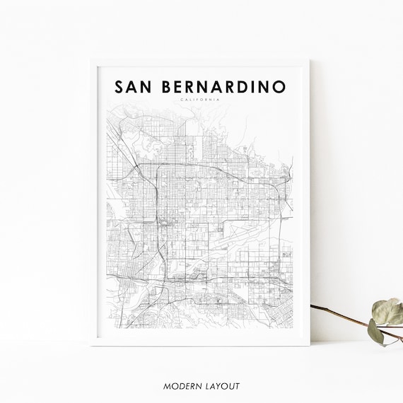San Bernardino CA Map Print, Nursery Room Decor