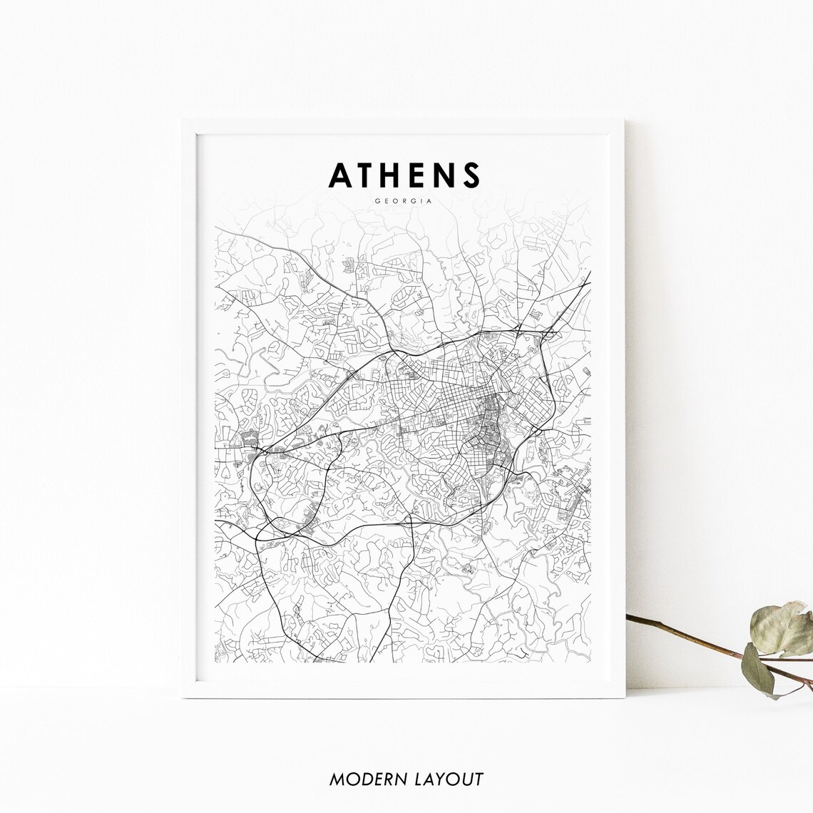 Athens, GA Map Print, Georgia USA Art Poster
