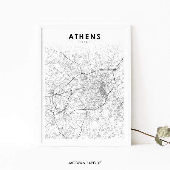 Athens, GA Map Print, Georgia USA Art Poster