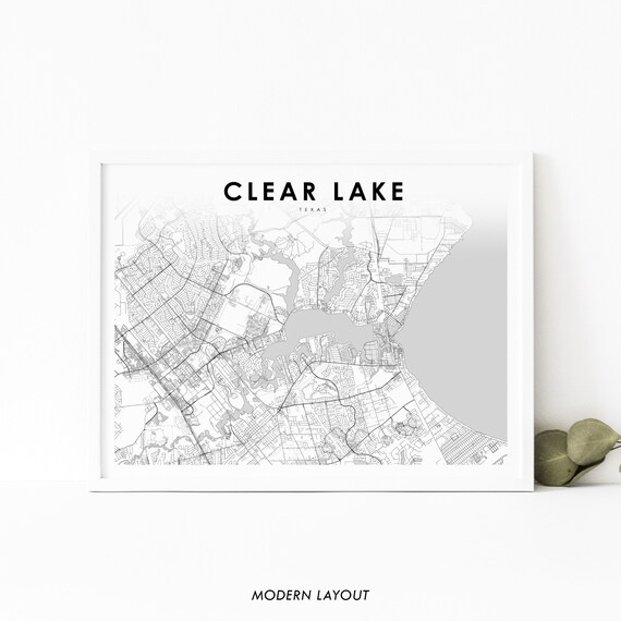 Clear Lake Texas Minimalist Map Coastal Bay City Street Art Poster