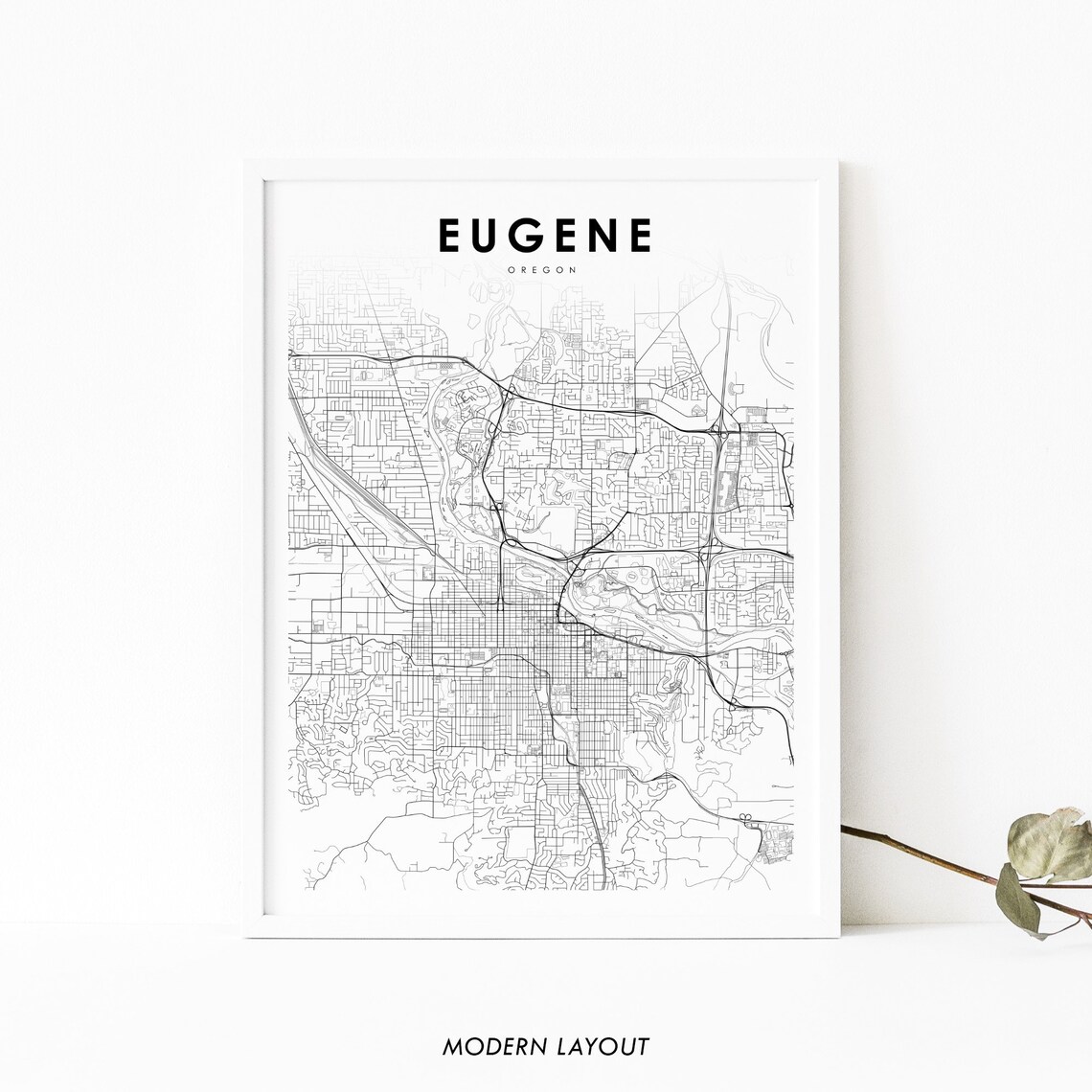 Eugene, Oregon Map Print Art Poster