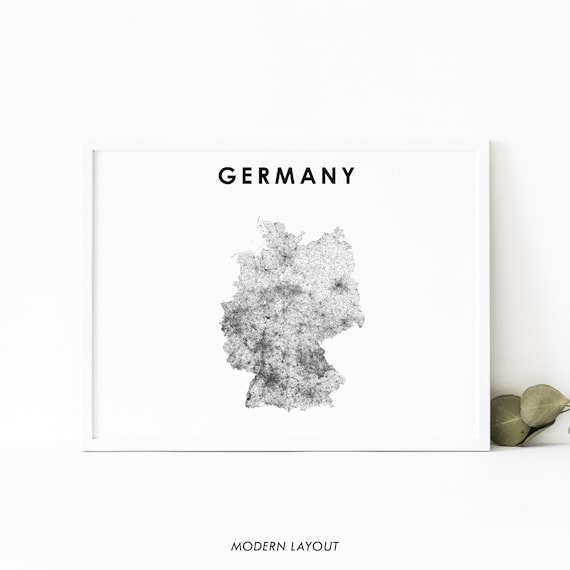 Germany Map Print Country Road Art Poster Deutschland Deutsch Berlin Europe Nursery Room Wall Office Decor