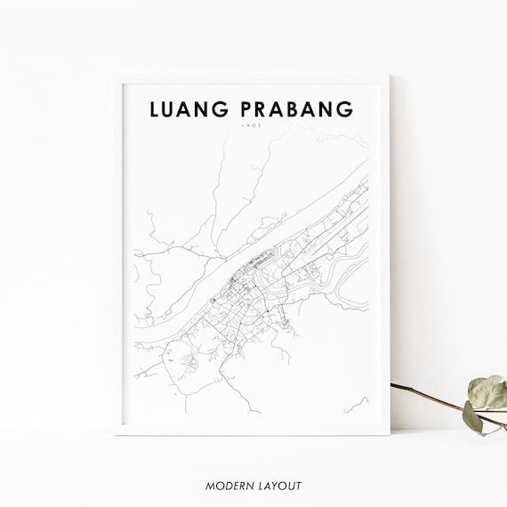 Luang Prabang Laos Map Art Print, Nursery Decor
