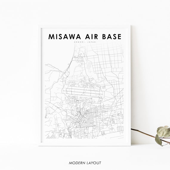Misawa Air Base Japan Map Print Jasdf Force Aomori Art Poster City Street Road Nursery Room Office Wall Decor