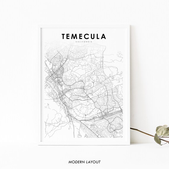 Temecula Ca Map Print Usa Art Poster Riverside City Street Road Nursery Room Office Wall Decor