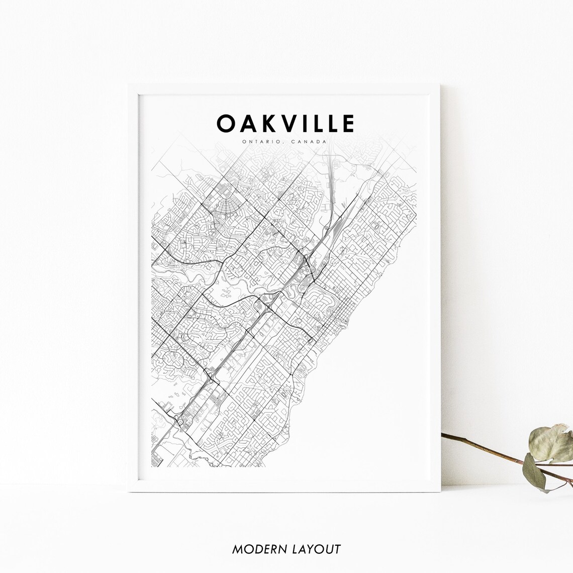 Oakville Ontario Map Print, Canada City Street Map