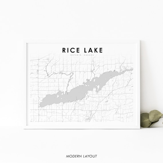 Rice Lake Ontario Canada Minimalist Modern Street Map Poster