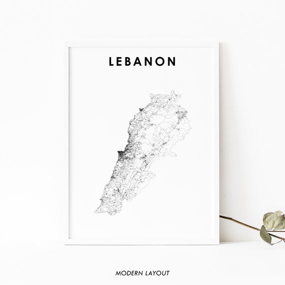 Lebanon Map Country Road Art Poster, Beirut Nursery Decor