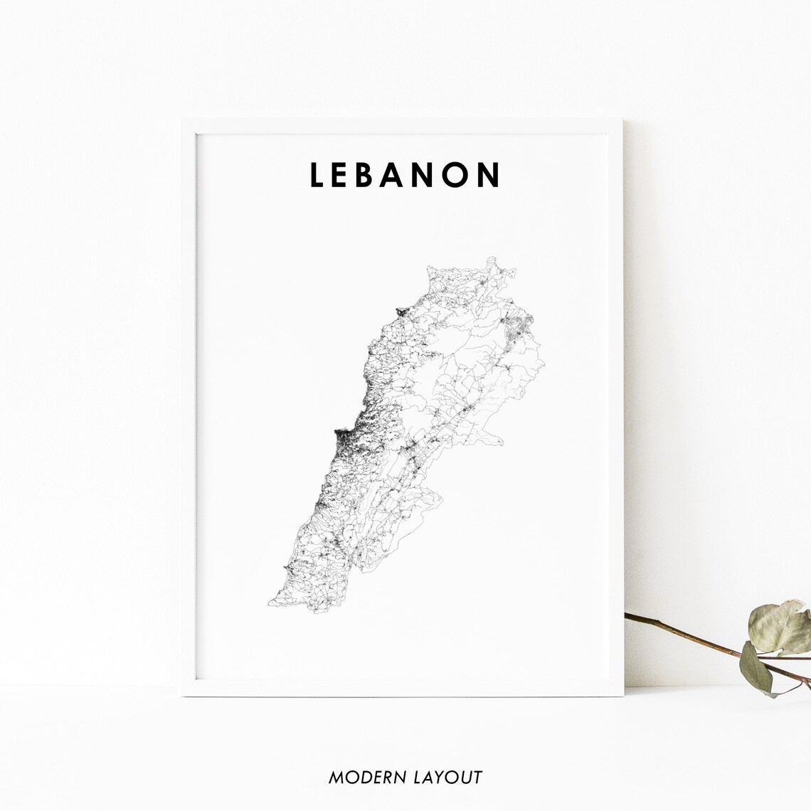 Lebanon Map Country Road Art Poster, Beirut Nursery Decor