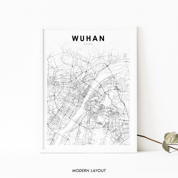 Wuhan China Map Print Art Poster Hubei City Street Road Nursery Room Wall Office Decor