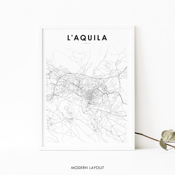 L'Aquila Italy Map Art Print, Abruzzo City Map