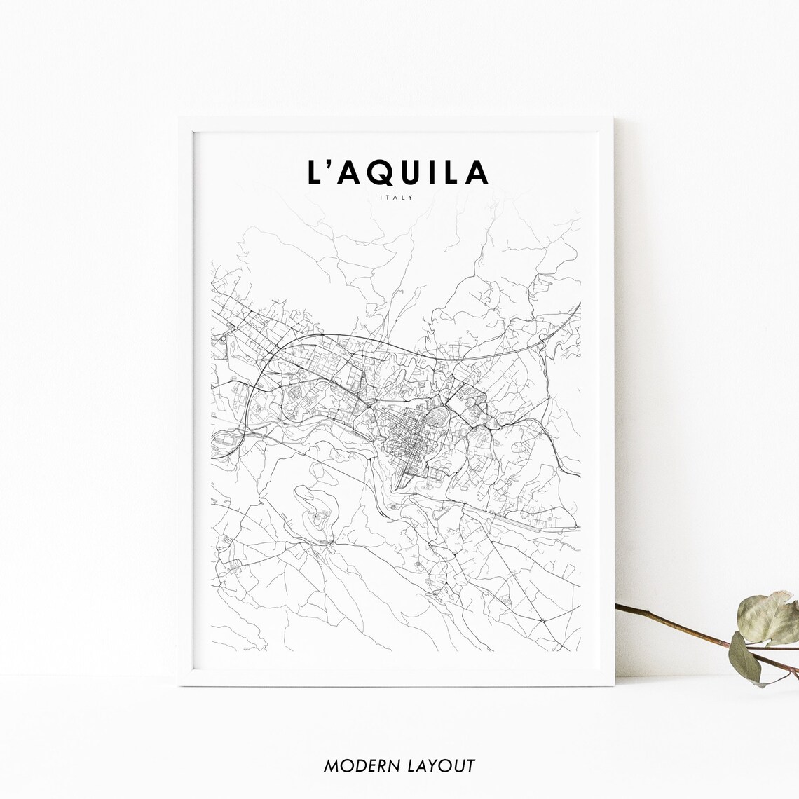 L'Aquila Italy Map Art Print, Abruzzo City Map