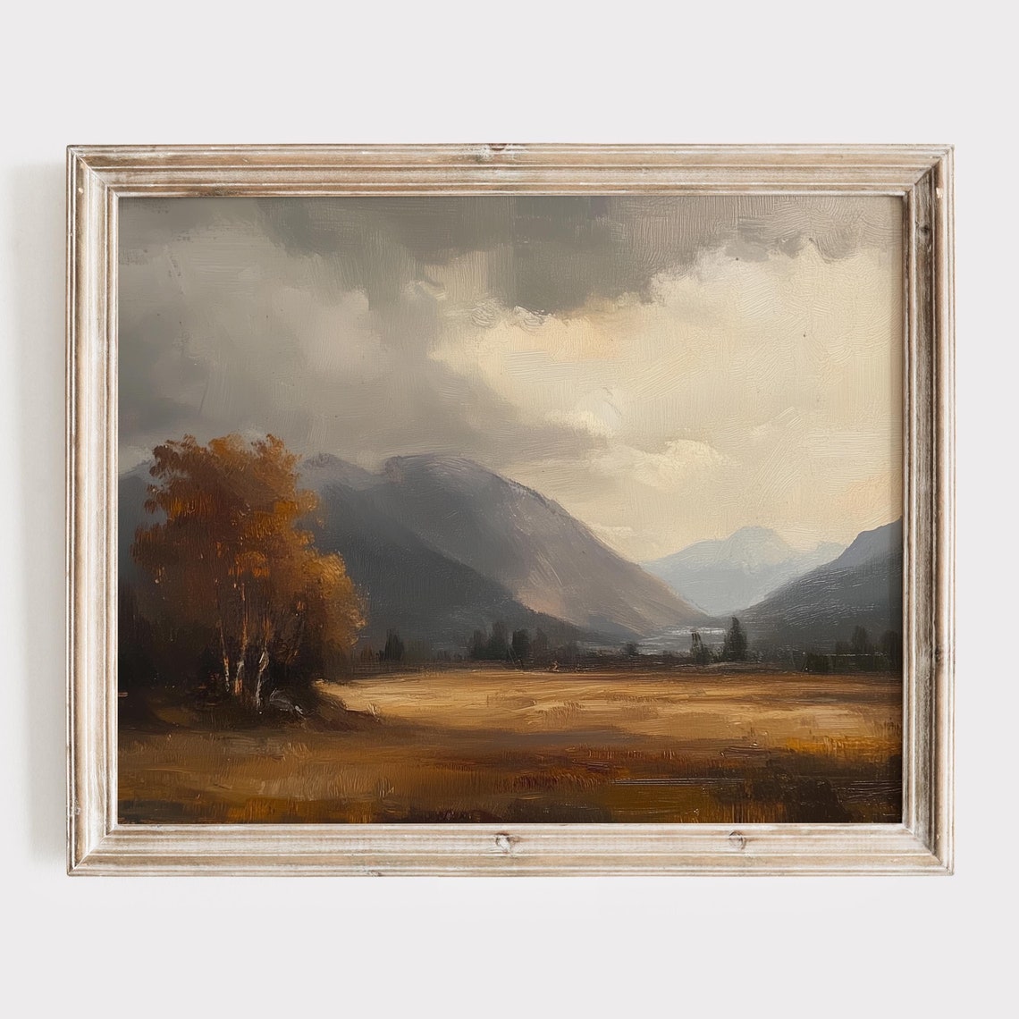 Storm Clouds Brooding Over a Golden Autumn Valley Painting Poster