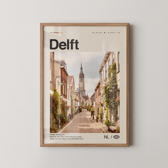Delft Print Wall Art Poster Photo Dcor Map Netherlands
