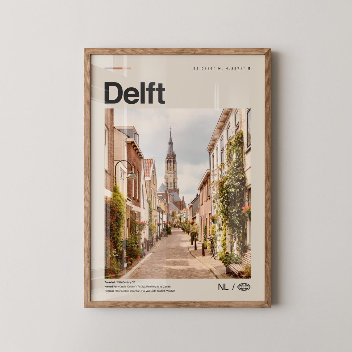 Delft Print Wall Art Poster Photo Dcor Map Netherlands