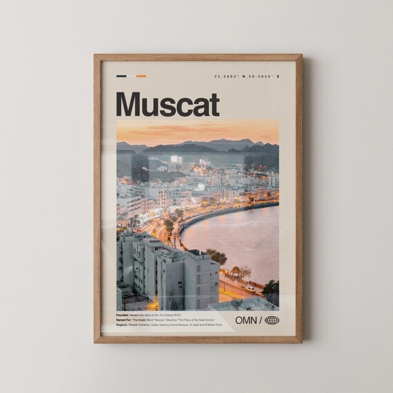 Muscat Oman City Photography Sunset Corniche Landmark Poster