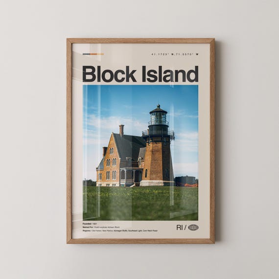 Block Island Print Wall Art Poster Photo Mohegan Bluffs North Lighthouse Southeast
