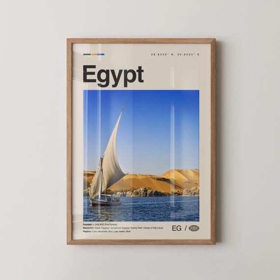 Egypt Print No 1 Wall Art Poster Photo Decor Cairo Arab Republic Sinai Africa
