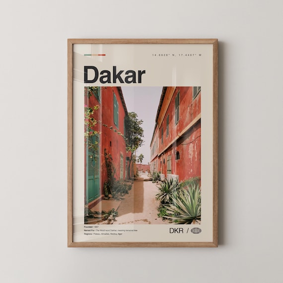 Dakar Senegal Colonial Red Alley Photo Historic Urban Travel Poster