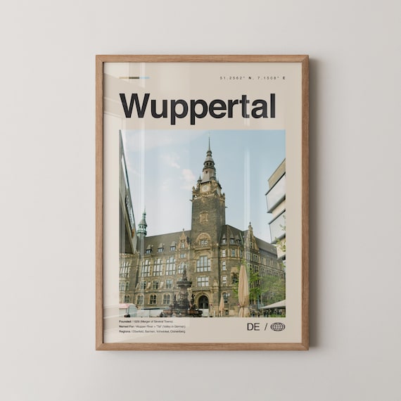 Wuppertal Print Wall Art Poster Photo Dcor Map