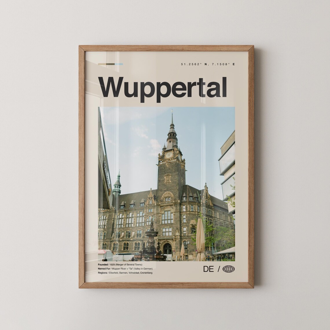 Wuppertal Print Wall Art Poster Photo Dcor Map