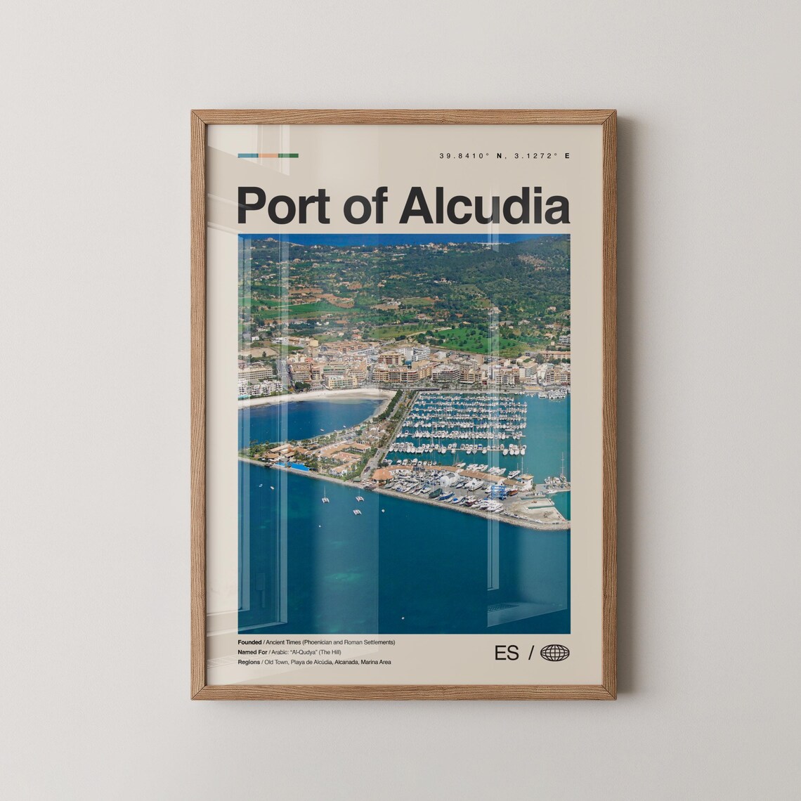 Port Of Alcudia Print Wall Art Poster Photo Dcor Map