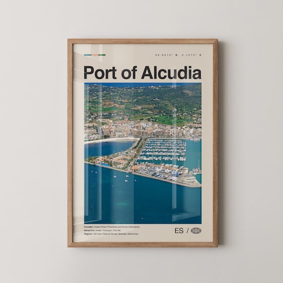 Port Of Alcudia Print Wall Art Poster Photo Dcor Map