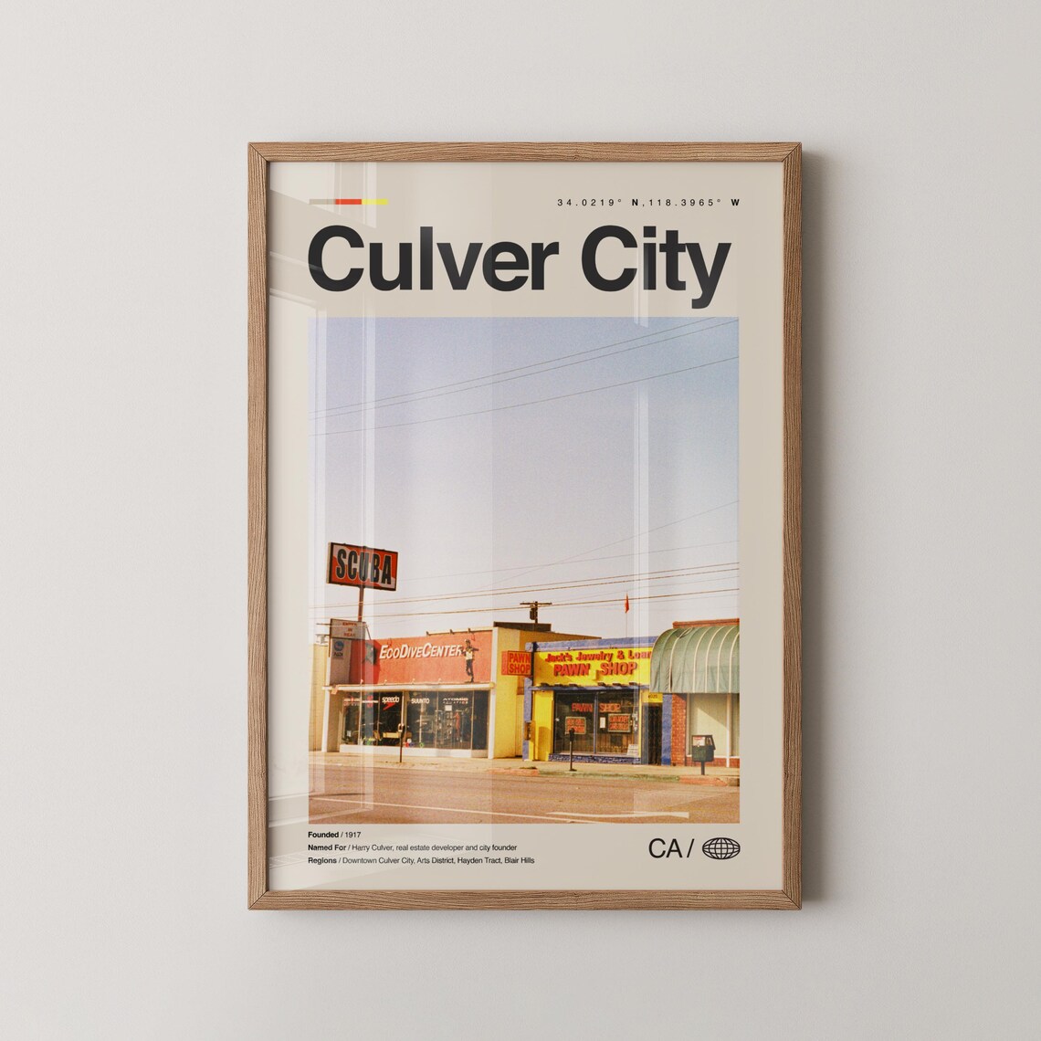 Culver City Vintage Storefront Travel Poster California Retro Photo