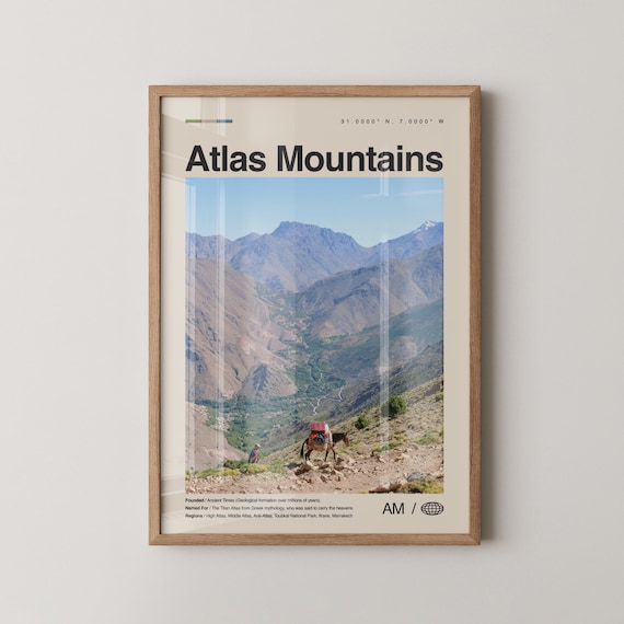 Atlas Mountains Morocco Photo Modern Minimalist Travel Poster