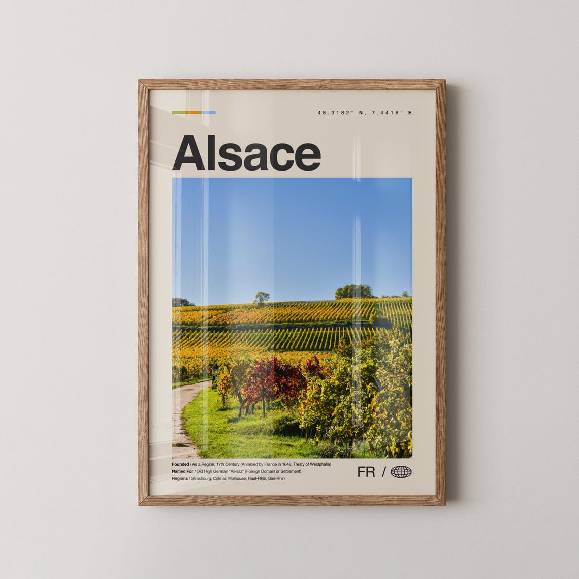 Alsace Travel Poster, Map of France