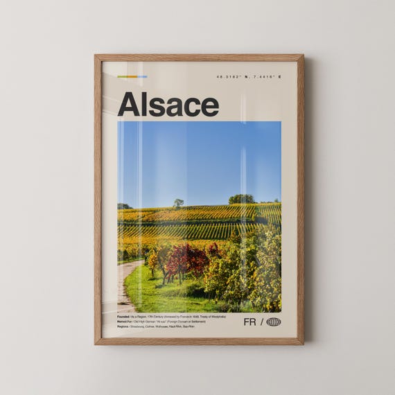 Alsace Travel Poster, Map of France