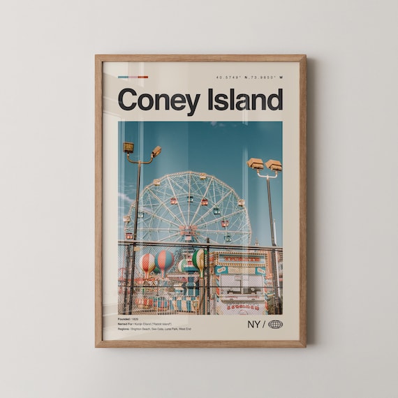 Coney Island Luna Park Wonder Wheel Vintage Travel Photo Poster