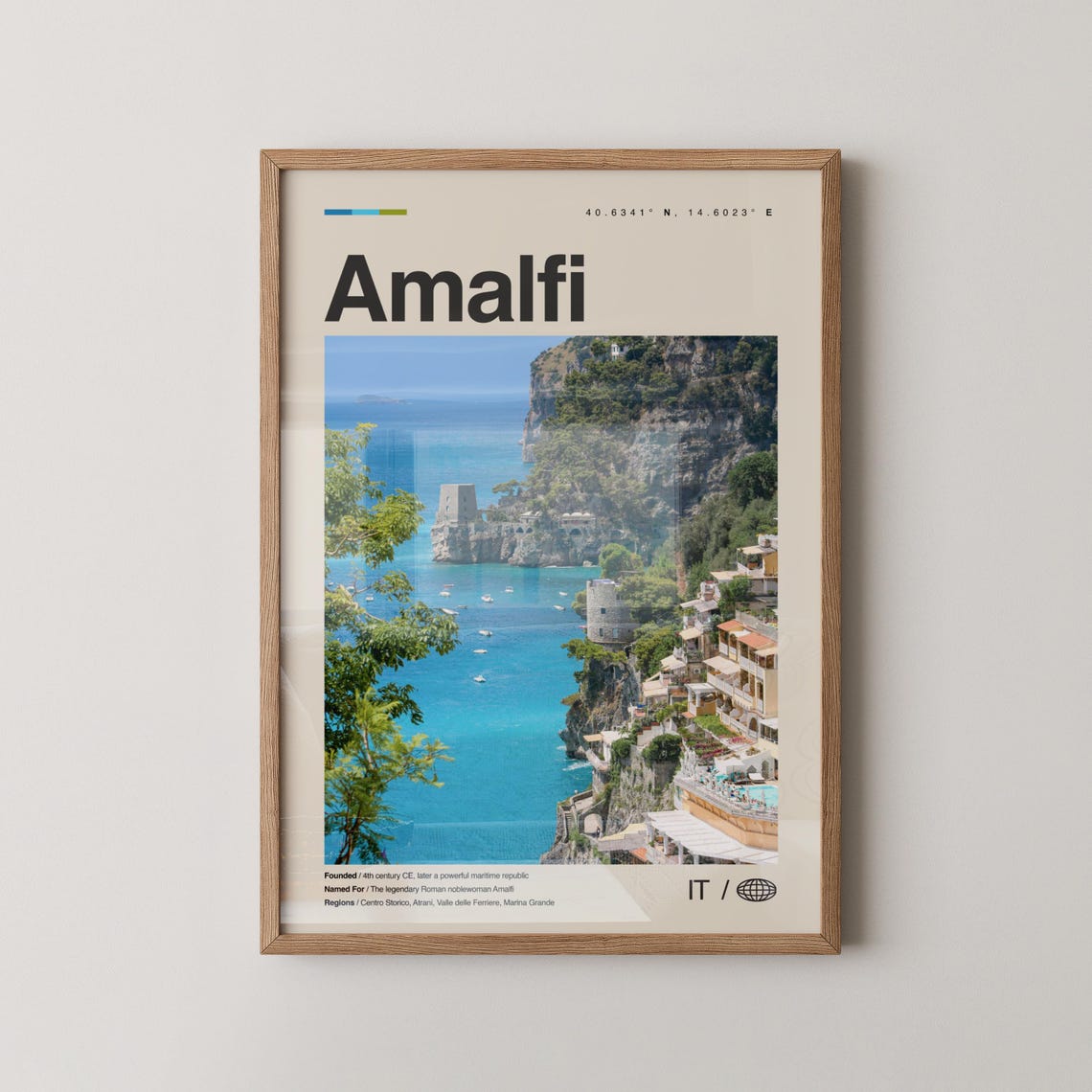 Amalfi Coast Italy Cliffside Seaside Scenic Travel Photo Poster