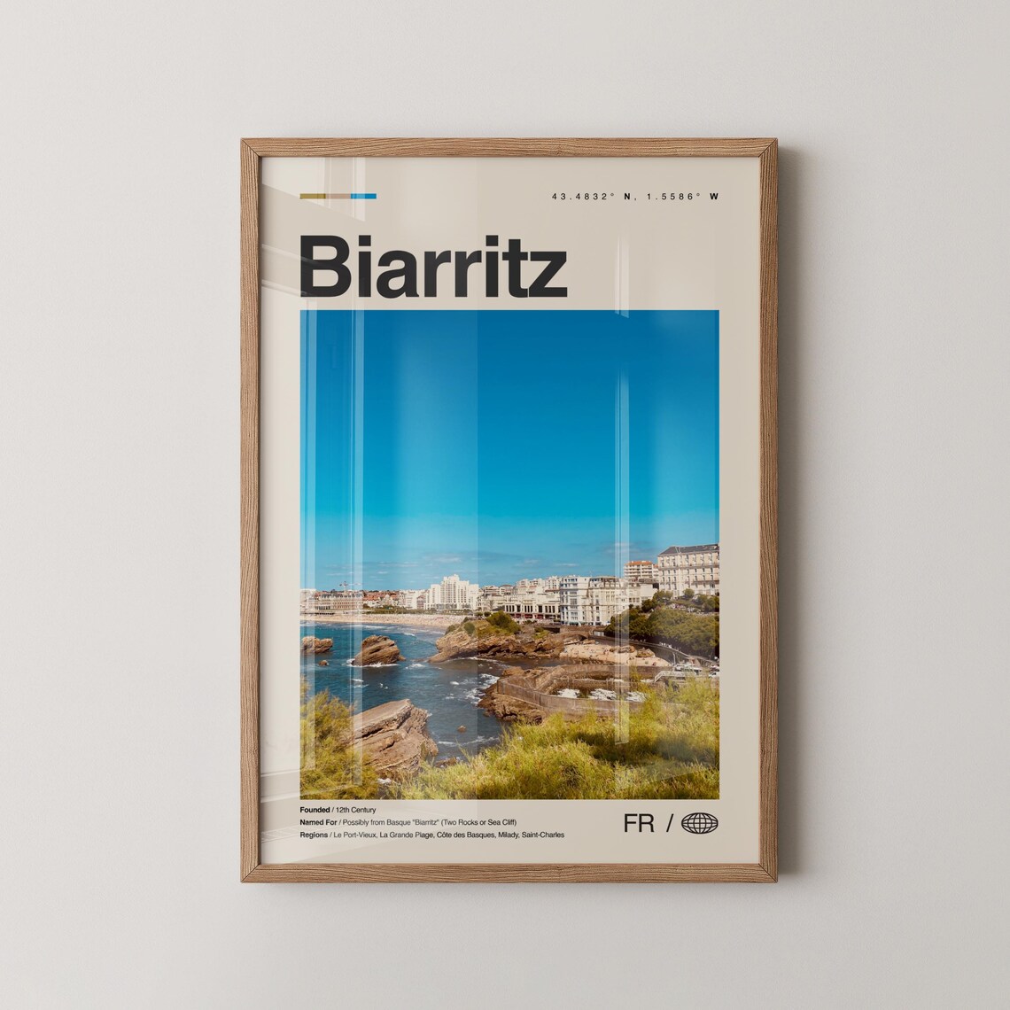 Biarritz France Travel Poster Basque Coast Photo City Landmark