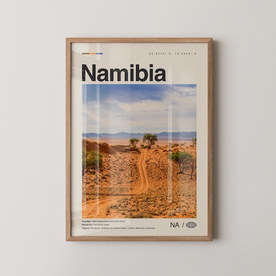 Namibia Desert Dirt Road Landscape Travel Photography Poster