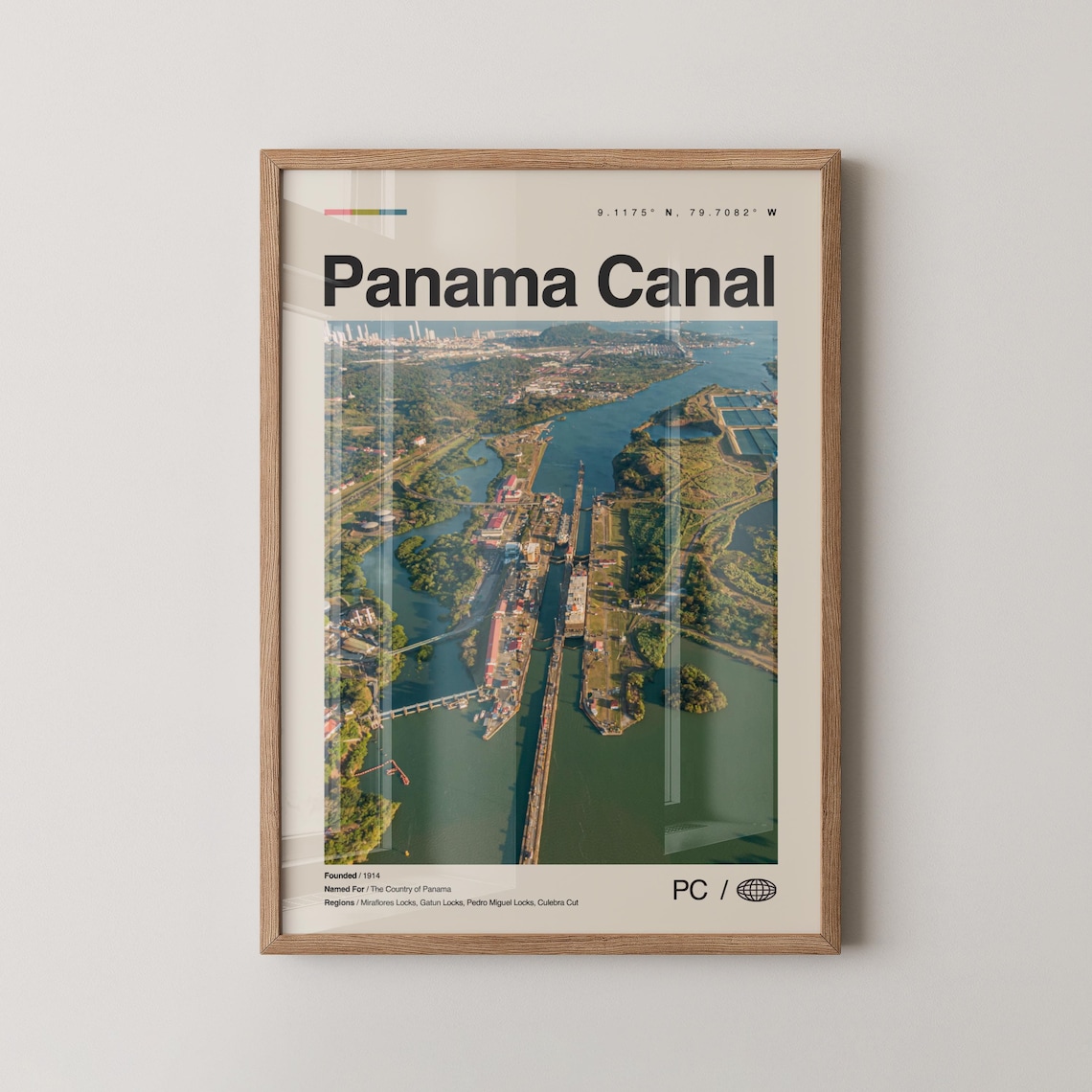 Panama Canal Travel Poster, Map Wall Art
