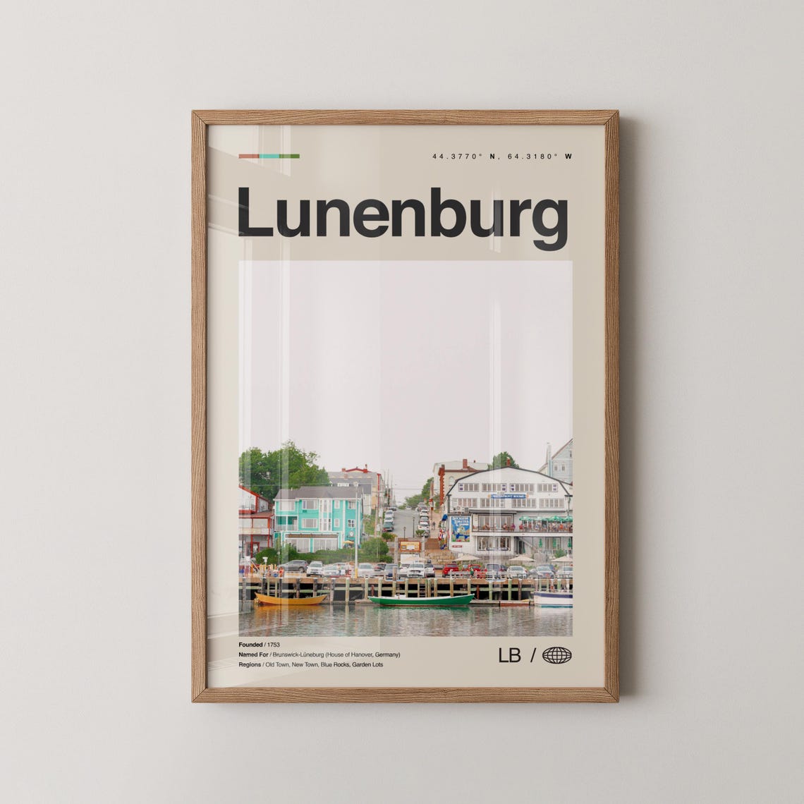 Lunenburg Print Wall Art Poster Photo Dcor Map Nova Scotia Canada