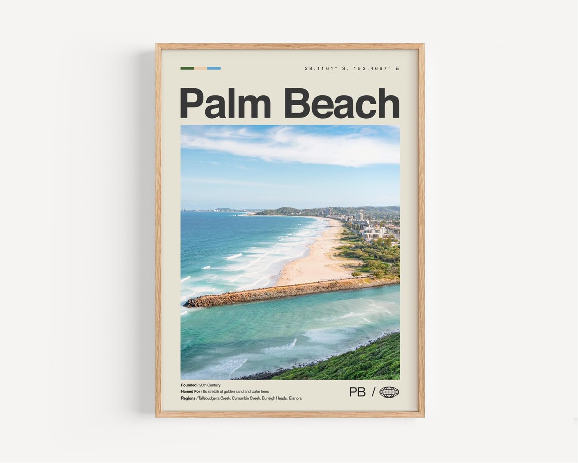 Palm Beach Australia Golden Coast Aerial Beach Photo Travel Poster