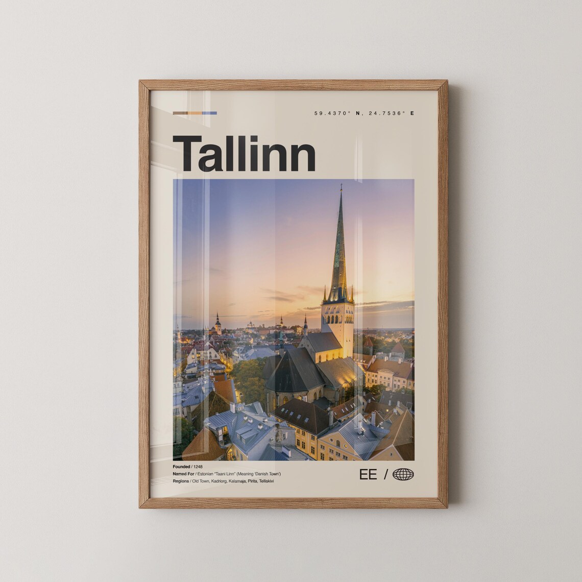 Tallinn Estonia Medieval Old Town Spire Sunset Travel Photo Poster
