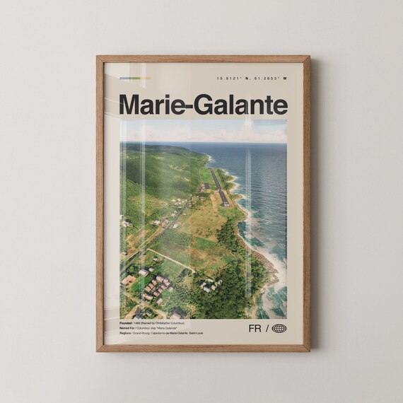 Marie Galante Print Mariegalante Art Poster Photo Dcor Map