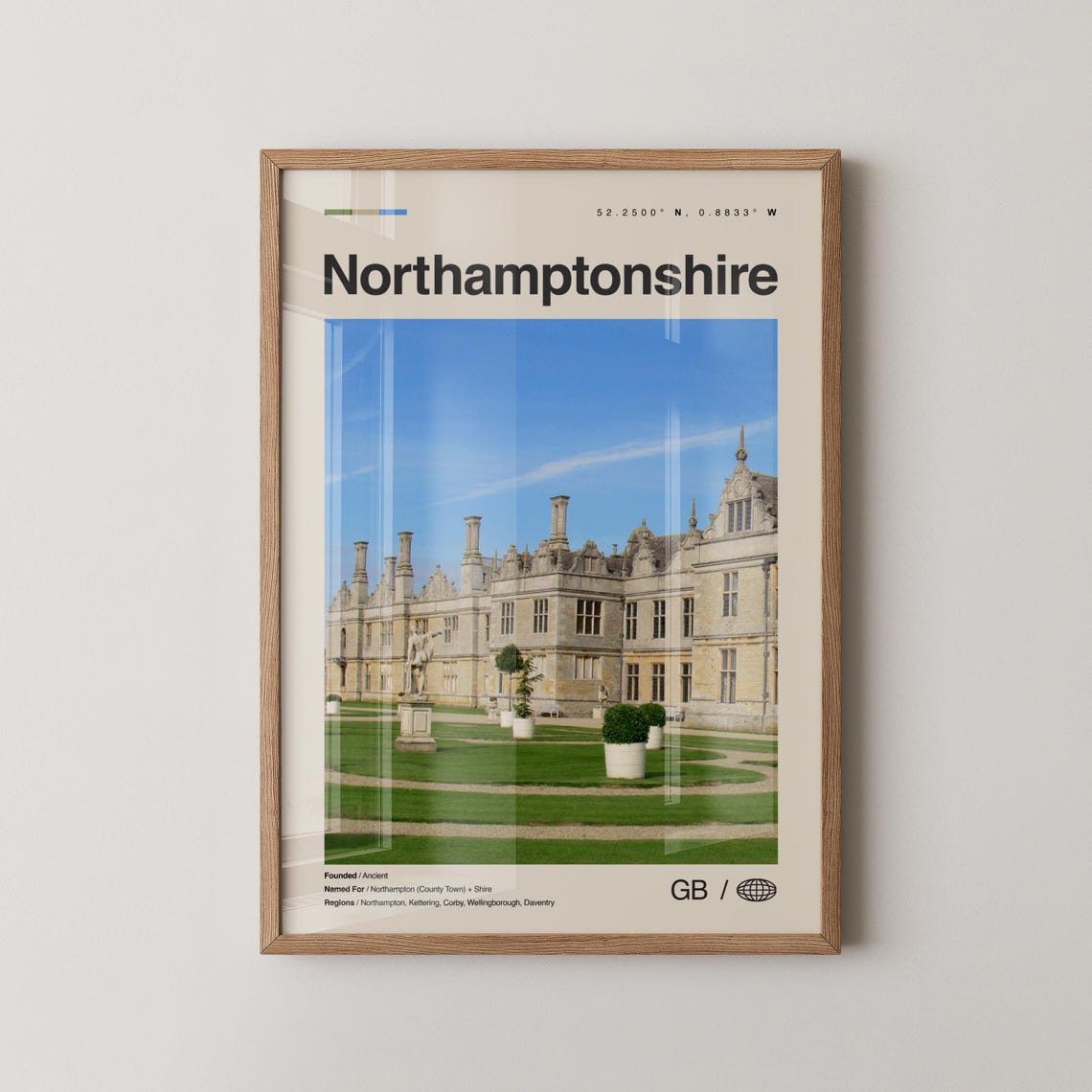 Northamptonshire Print Wall Art Poster Photo Map
