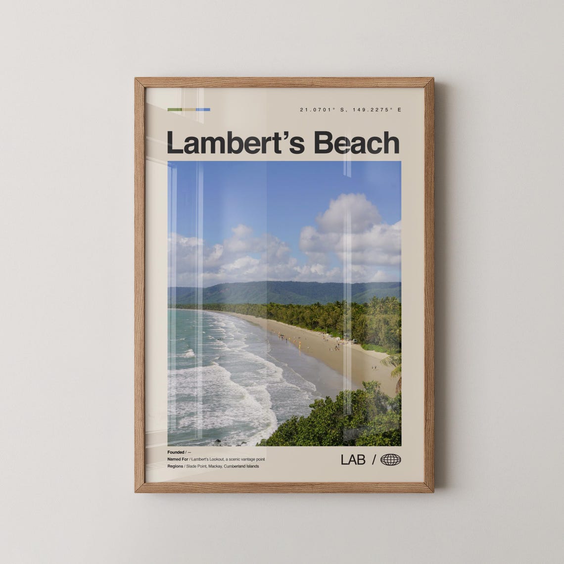 Lamberts Beach Print Wall Art Poster Photo Dcor Map