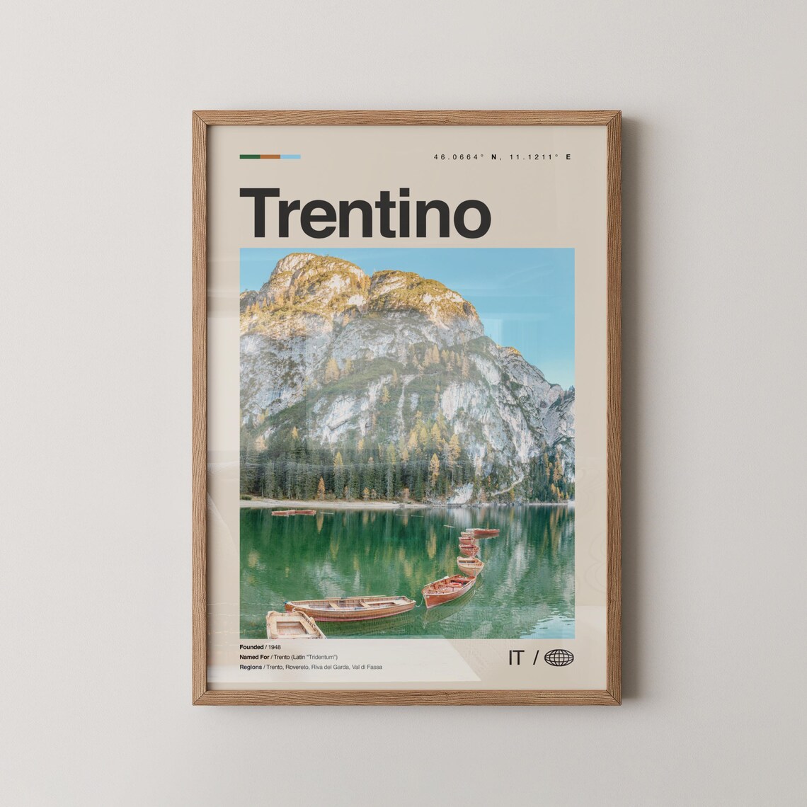 Trentino Print Black And White Wall Art Poster Photo Dcor Map Italy