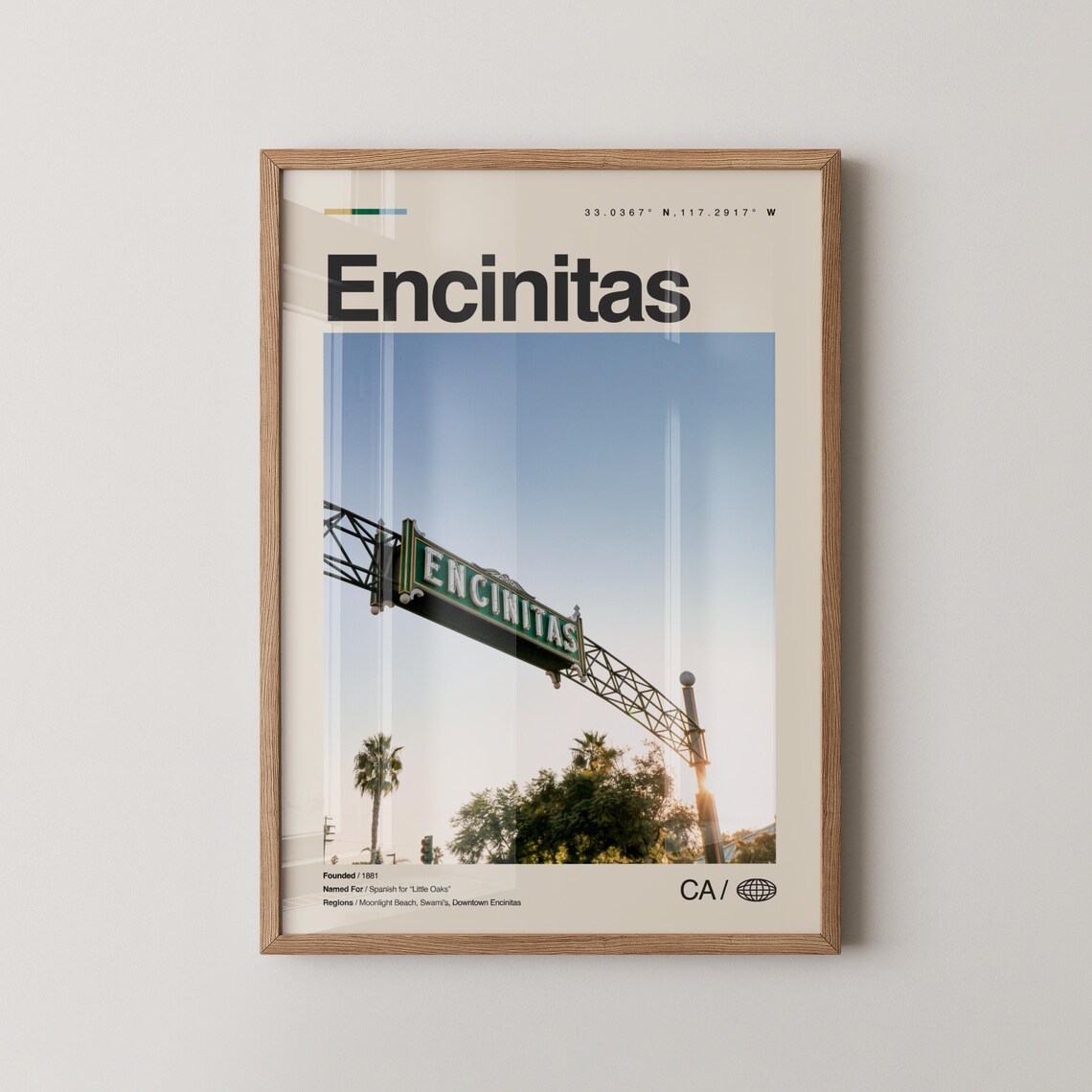 Encinitas California Iconic City Arch Sign Photography Travel Poster