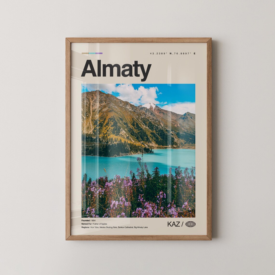 Almaty Kazakhstan Turquoise Lake Wildflower Mountain Landscape Poster