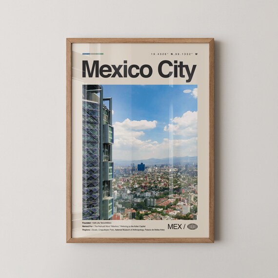 Mexico City Glass Torre Skyscraper Aerial Travel Photo Poster