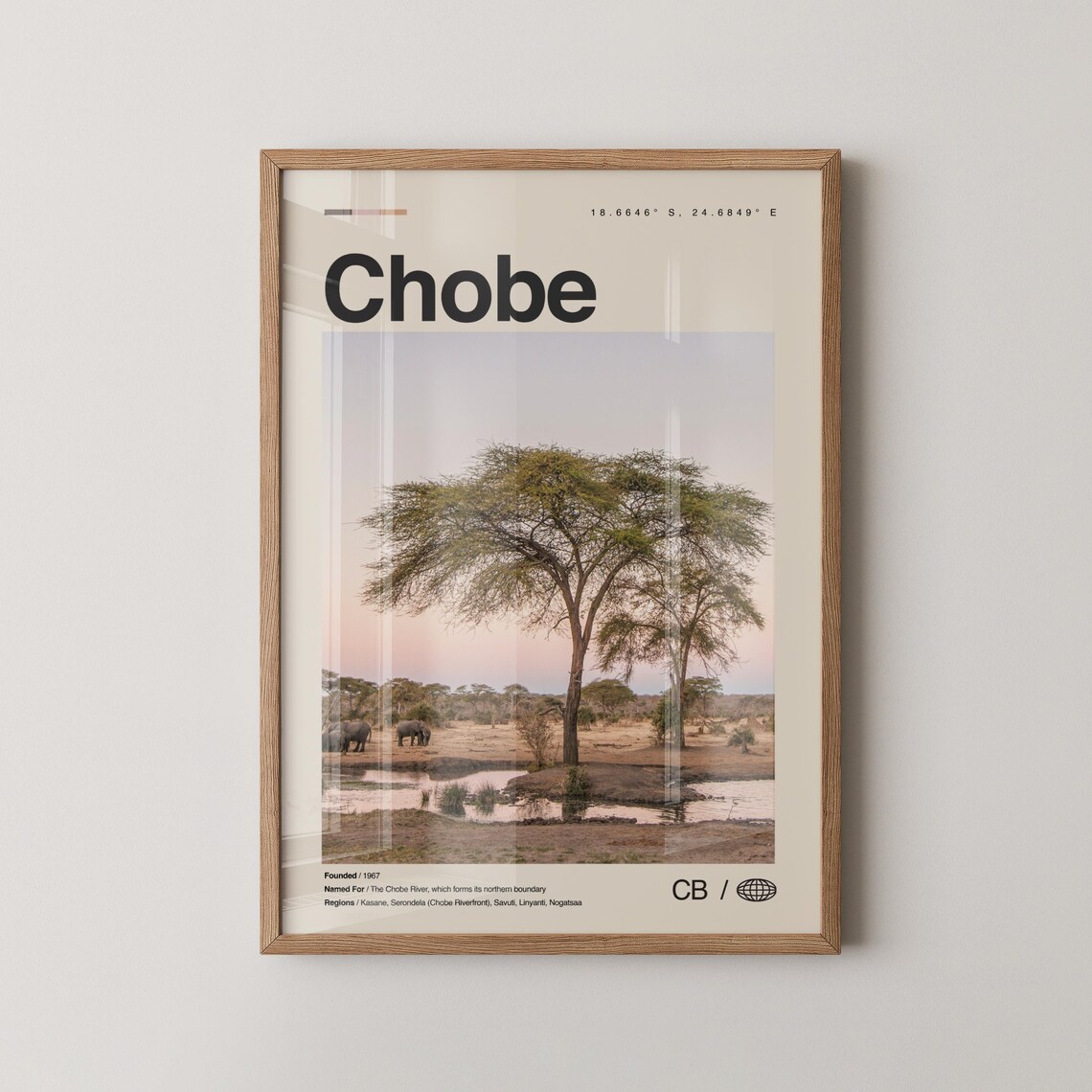 Chobe Botswana Elephants Safari Dusk Minimalist Photo Poster