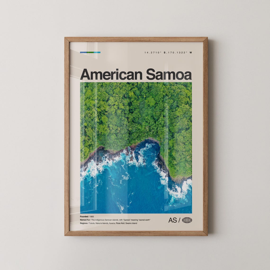 American Samoa Aerial Rainforest Coast Minimalist Travel Poster Art