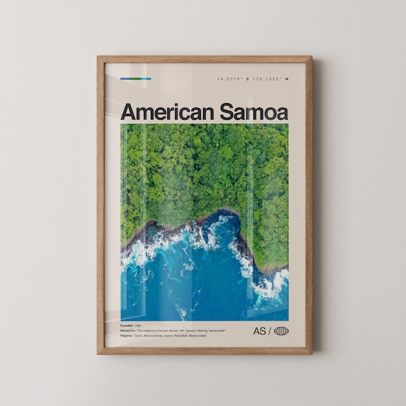 Samoa Print Wall Art Poster Photo Dcor Map